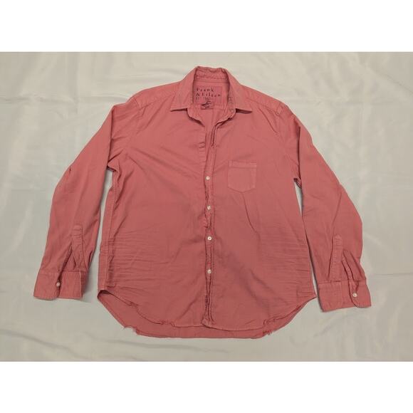 Frank & Eileen Eileen Distressed Relaxed Button Up Shirt Salmon Rose Women Med - Picture 1 of 8